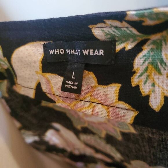 NWT Who What Wear. Black, Floral, Belted Dress Size Large - Picture 10 of 14